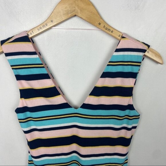 NEW Nordstrom AFRM Striped Bodysuit Double V Mooni Light‎ Pastel Pink Blue NWOT - Picture 10 of 16